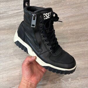 Diesel Black Leather Mens S-RUA Mid High Top Sneakers sz US 7.5 EU 40